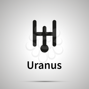 Uranus astronomical sign, simple black icon with shadow
