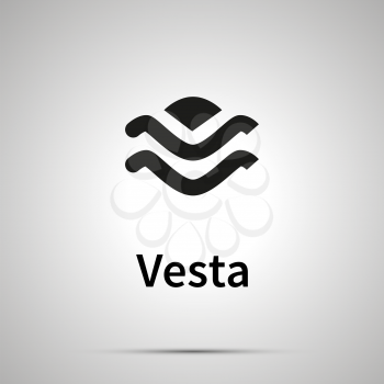 Vesta astronomical sign, simple black icon with shadow