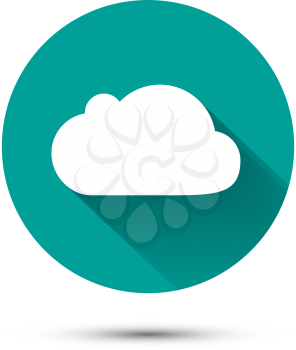 White cloud icon on green background with long shadow