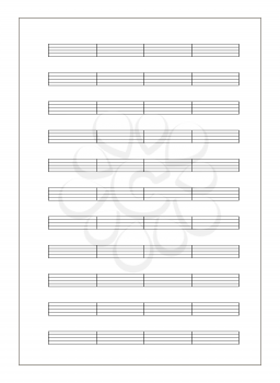 White music sheet a4 format with note staves isolated on white