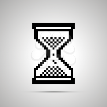 White pixelated computer cursor in hourglass shape, simple icon with shadow