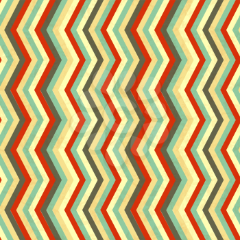 Zigzag stripes in retro colours, abstract seamless pattern