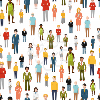 A large group of flat cartoon people. vector seamless pattern