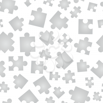 A lot of Jigsaw pieces in different positions isolated on white seamless pattern