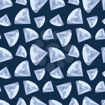 A lot of shiny diamonds on deep blue, seamless pattern