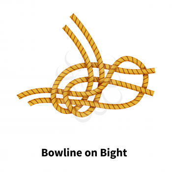 Bowline on Bight sea knot. Bright colorful how-to guide isolated on white
