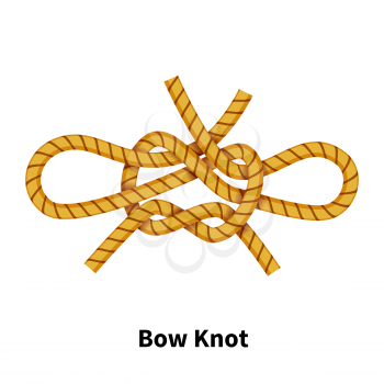 Bow sea knot. Bright colorful how-to guide isolated on white