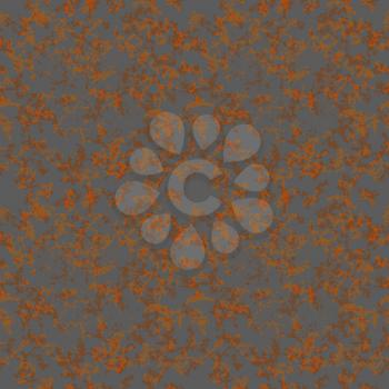 Brown rust texture on gray metal, seamless pattern