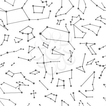Constellations on white seamless pattern