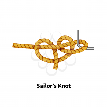 Sailor's sea knot. Bright colorful how-to guide isolated on white