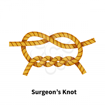 Surgeon's sea knot. Bright colorful how-to guide isolated on white