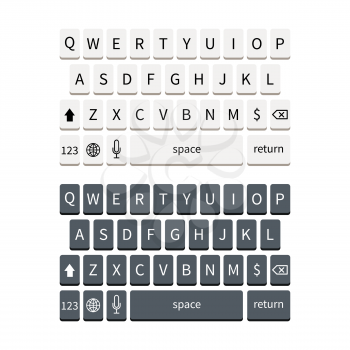 Template of black and white smartphone keyboard isolated on white. Mobile phone keypad mockup.