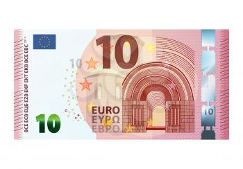 Ten euro banknote 2014 isolated on white background