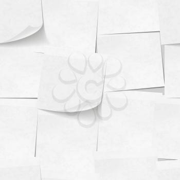 A lot of realistic white sticky notes seamless pattern