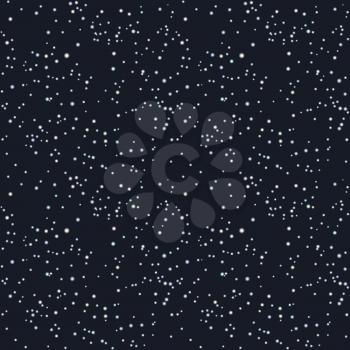 A lot of stars on dark night sky seamless pattern