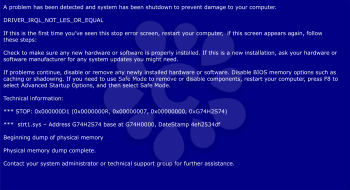 Blue screen of death, system crash report background