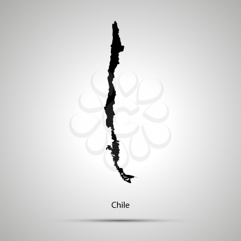 Chile country map, simple black silhouette