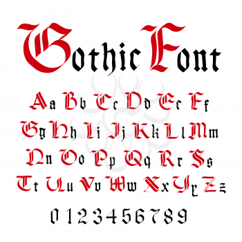 Classic gothic font, set of ancient letters on white