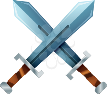 Crossed swords, cartoon icon isolated on white