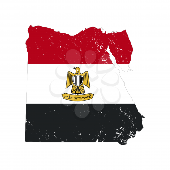 Egypt country silhouette with flag on background on white
