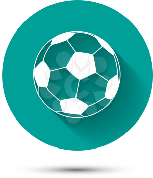 Football icon on green background with long shadow