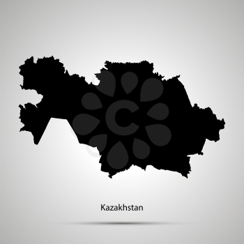 Kazakhstan country map, simple black silhouette