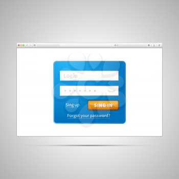 Login form on white in simple browser
