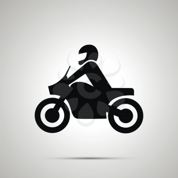Motorcyclist modern simple black icon with shadow