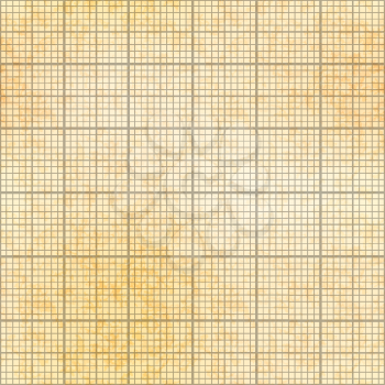 One millimeter grid on old yellow paper with texture, seamless pattern