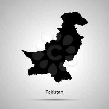 Pakistan country map, simple black silhouette