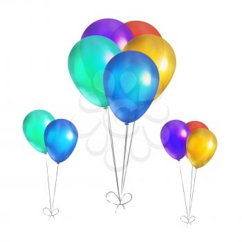 Set of glossy colorful balloons isolated on white