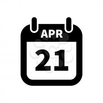 Simple black calendar icon with 21 april date on white