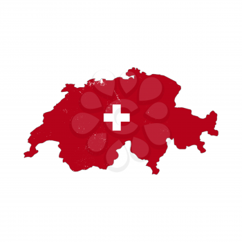 Switzerland country silhouette with flag on background on white