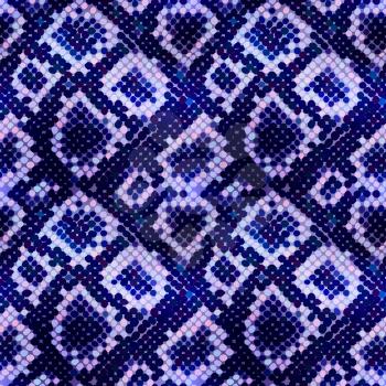 Bright blue realistic snake skin texture, detailed seamless pattern