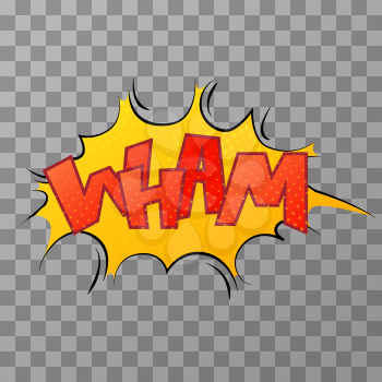 Bright colorful wham comic sound effect on transparent background