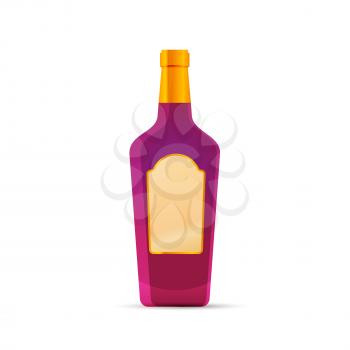 Bright glossy purple cocktail bottle isolated on white