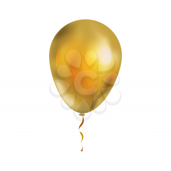 Bright luxury balloon in golden colour isolated on white