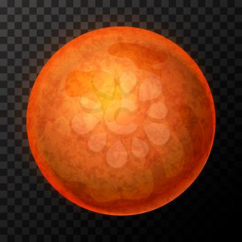 Bright realistic Mars with texture, colorful planet on transparent background