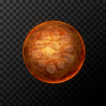 Bright realistic Mercury planet with texture, colorful globe on transparent background