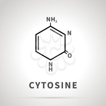 Chemical structure of Cytosine, one of the four main nucleobases, simple icon