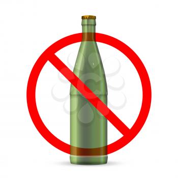 Glass bottles not allowed, red forbidden sign isolated on white