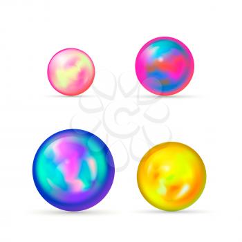Set of glossy colorful marble balls isolated on white