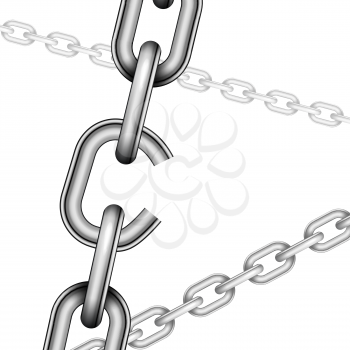 Weak link in glossy metallic chain isolated on white, conceptual illustration