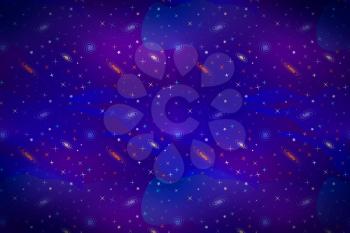 Wide cartoon deep space background with lots of colorful stars and galacticas