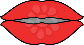 Lips red color icon black color vector illustration isolated