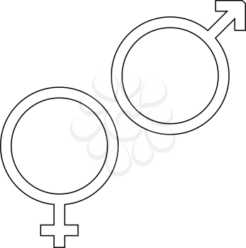 Venus and Mars symbol the black color icon vector illustration