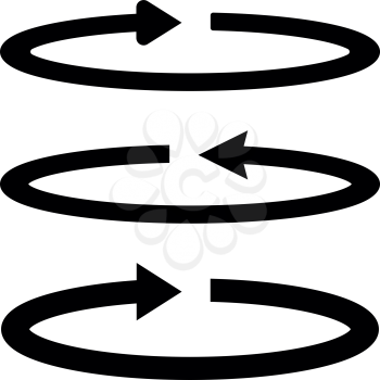 Circle arrows set .  Black color Three items