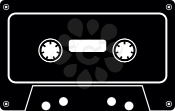 Retro audio cassette icon black color vector illustration flat style simple image