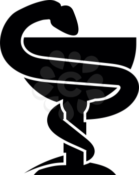Snake and cup it is black color icon .