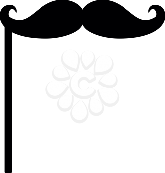 Mustaches  on the stick icon . Black color . It is flat style
